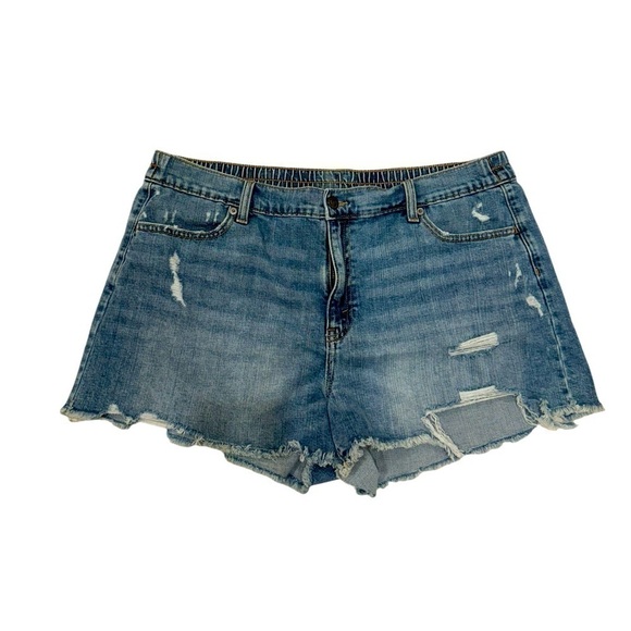 aerie Pants - AERIE Elastic Waist Stretchy Comfy Lightweight Denim Jean Shorts Size XL EUC